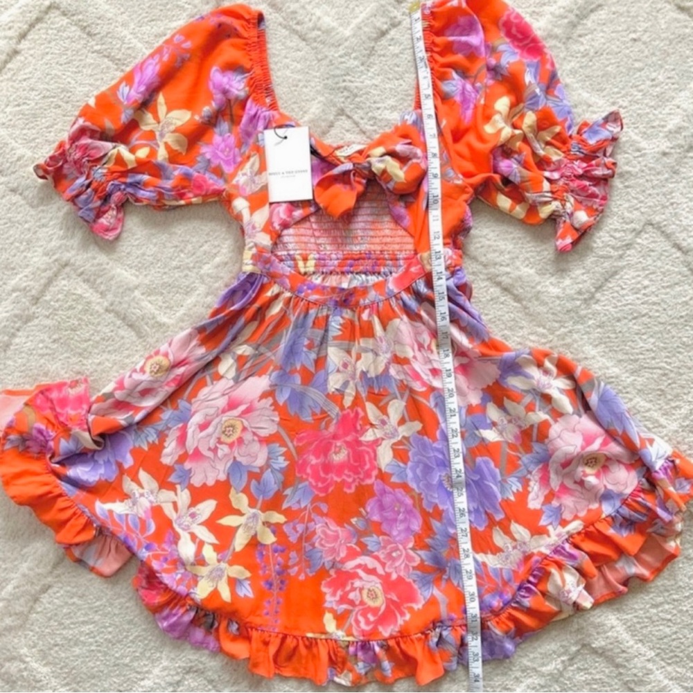 Spell & The Gypsy Collective Floral Lily Playdress Ruffle Trim Mini Dress in Red - Picture 7 of 10